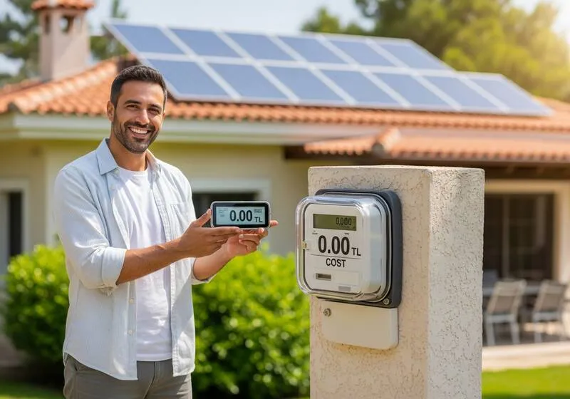 Ücretsiz elektrik üretimi güneş paneli ile Antalya villa - 300 güneşli gün yıllık tasarruf 2026 Güneş paneli ile ücretsiz elektrik üretimi Antalya villasında 300 güneşli gün yıllık enerji tasarrufu