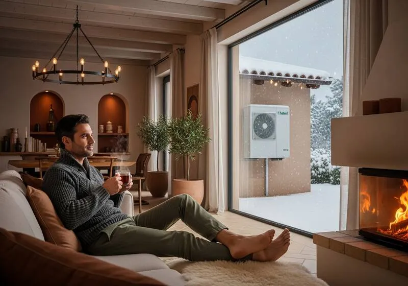 Ücretsiz ısıtma Vaillant ısı pompası ile kış aylarında Akdeniz villası - yerden ısıtma sistemi fiyatları Vaillant ısı pompası ile ücretsiz ısıtma kış aylarında Akdeniz villası yerden ısıtma sistemi