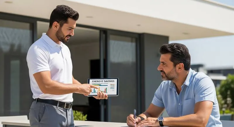 Enerji danışmanı %70 elektrik tasarrufu gösteriyor Antalya villa - güneş paneli ısı pompası fiyat hesaplama 2026 089 Bayern enerji danışmanı villa sahibine %70 elektrik tasarrufu gösteriyor - güneş paneli ısı pompası klima batarya sistemi fiyat hesaplama Antalya Alanya Türkiye
