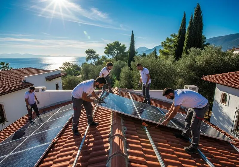 Villa çatısına profesyonel güneş paneli montajı Antalya 6 kWp 10 kWp photovoltaik sistem kurulumu Akdeniz bölgesi