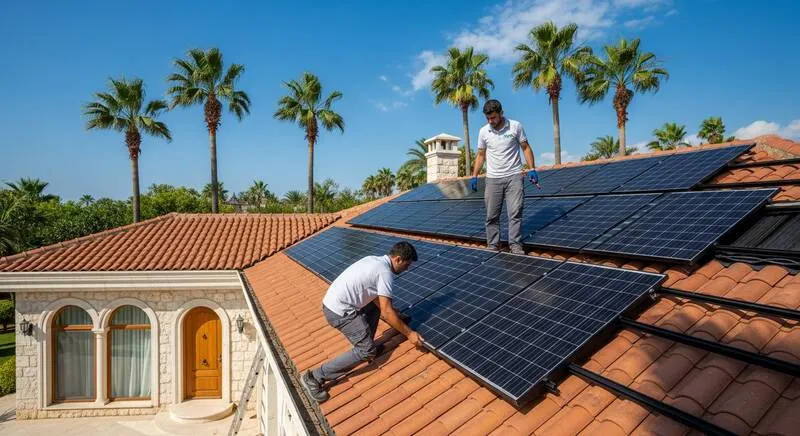 Güneş paneli sistemi kurulumu fiyatları 2026 Antalya villa çatısı - photovoltaik monokristal panel Photovoltaik güneş paneli sistemi villa çatısı kurulumu Antalya Alanya monokristal panel montajı