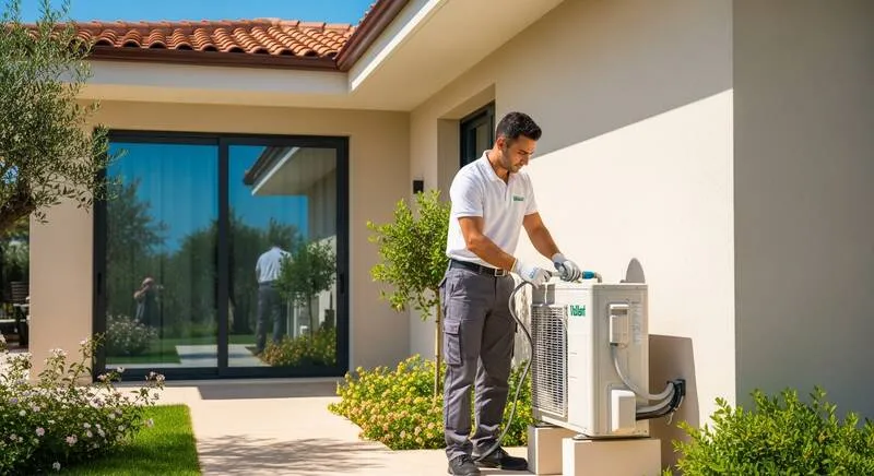 089 Bayern ekibi Vaillant aroTHERM ısı pompası dış ünite profesyonel montajı villa ısıtma soğutma sistemi kurulumu Antalya Alanya Akdeniz bölgesi