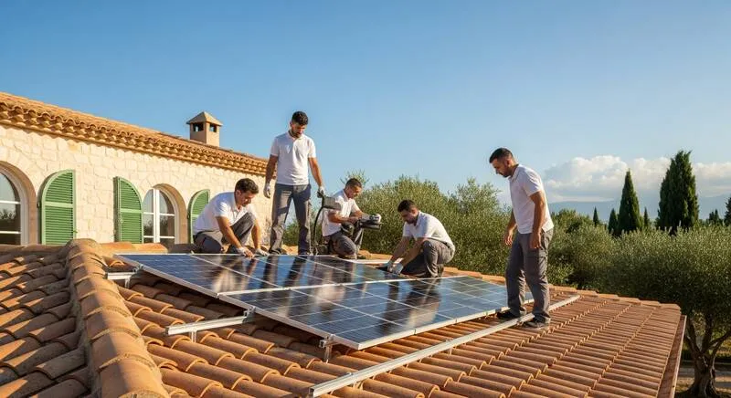 089 Bayern ekibi villa çatısına güneş paneli montajı yapıyor Antalya profesyonel solar panel kurulum ekibi Akdeniz bölgesi